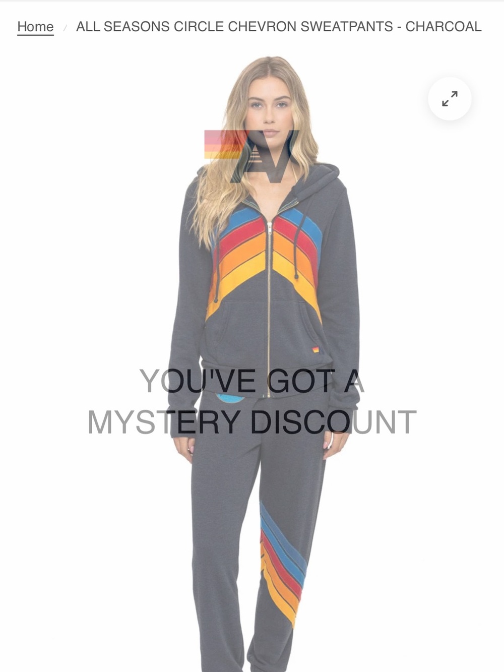 Aviator nation $400 set Charcoal Hoodie & Jogger Set with Rainbow Stripe - Picture 10 of 14
